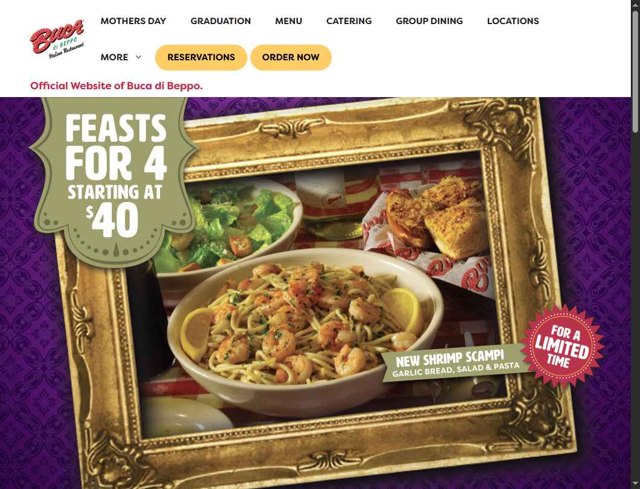 Buca Di Beppo checkout page showing Buca Di Beppo promo code box | Screenshot taken by SimplyCodes community member on May 13, 2025