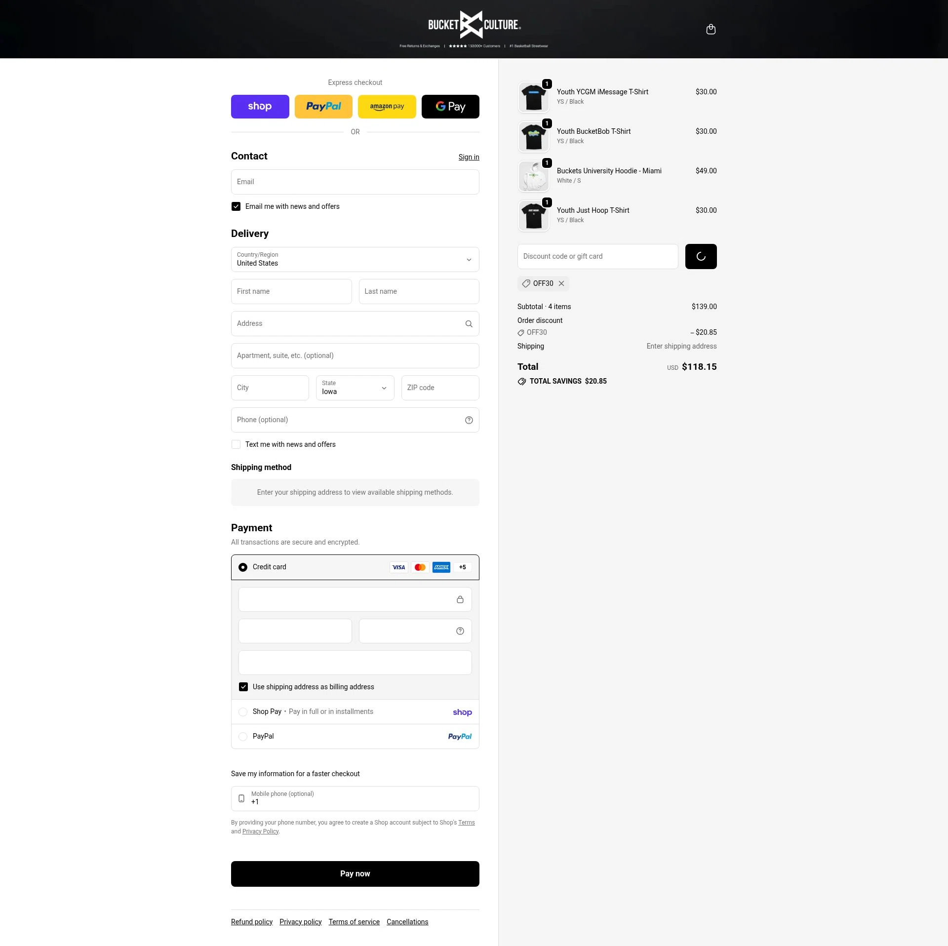 Bucket Culture checkout page showing Bucket Culture promo code box | Screenshot taken by SimplyCodes community member on Feb 8, 2026