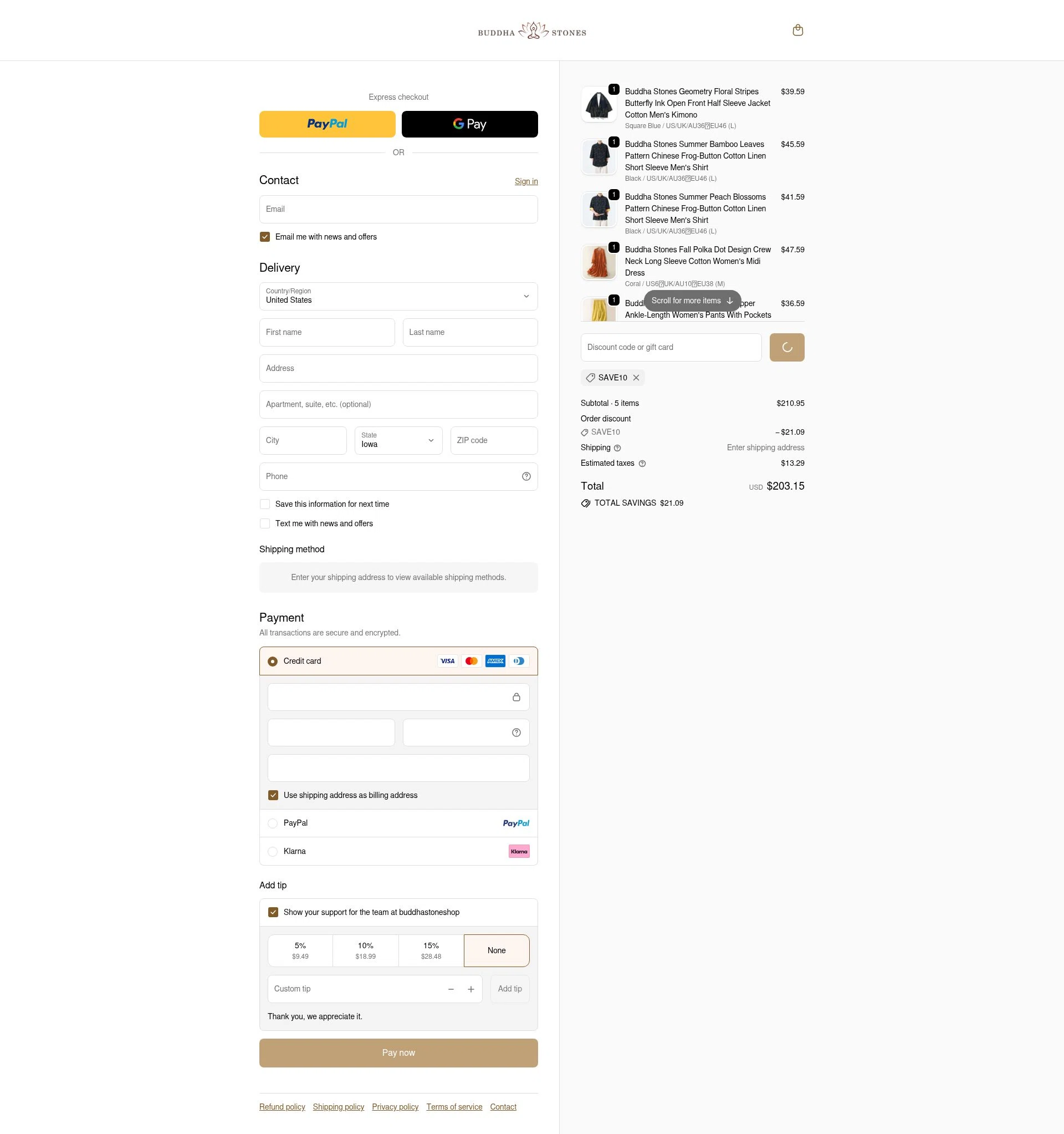 Buddha Stones checkout page showing Buddha Stones coupon code box | Screenshot taken by SimplyCodes community member on Jan 9, 2026