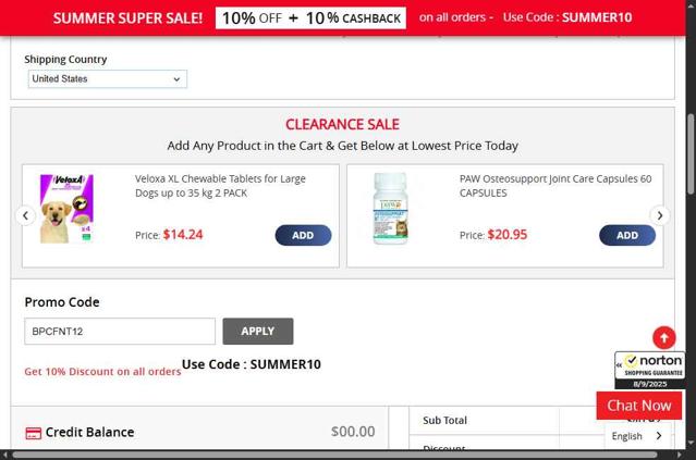 BudgetPetCare.com checkout page showing BudgetPetCare.com promo code box | Screenshot taken by SimplyCodes community member on Sep 8, 2025