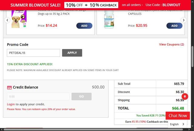 BudgetPetCare.com checkout page showing BudgetPetCare.com promo code box | Screenshot taken by SimplyCodes community member on Sep 13, 2025
