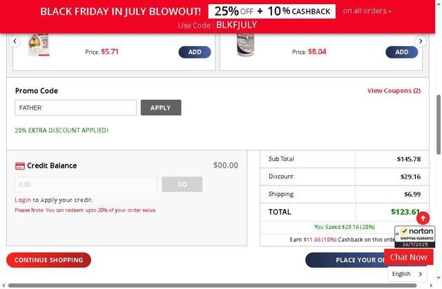 BudgetPetCare.com checkout page showing BudgetPetCare.com promo code box | Screenshot taken by SimplyCodes community member on Jul 26, 2025