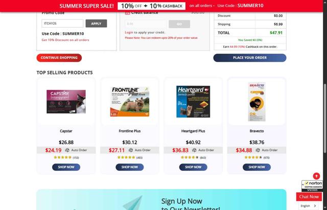 BudgetPetCare.com checkout page showing BudgetPetCare.com promo code box | Screenshot taken by SimplyCodes community member on Sep 5, 2025
