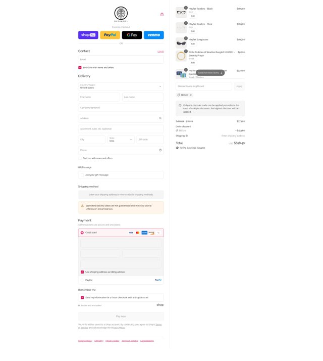 BuDhaGirl checkout page showing BuDhaGirl discount code box | Screenshot taken by SimplyCodes community member on Aug 23, 2025