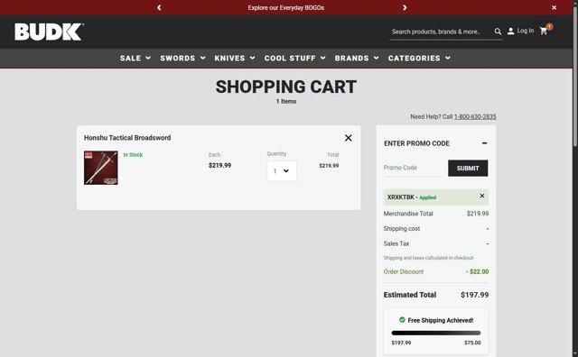 Budk.com checkout page showing Budk.com promo code box | Screenshot taken by SimplyCodes community member on Aug 9, 2025