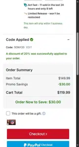 Buffalo Bills coupon verification screenshot