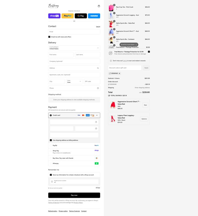 Buffbunny checkout page showing Buffbunny discount code box | Screenshot taken by SimplyCodes community member on Aug 25, 2025