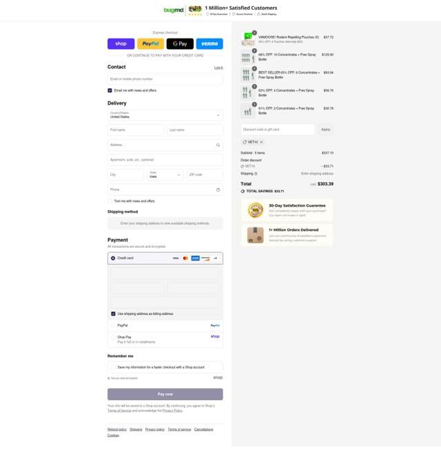 BugMD checkout page showing BugMD discount code box | Screenshot taken by SimplyCodes community member on Sep 3, 2025