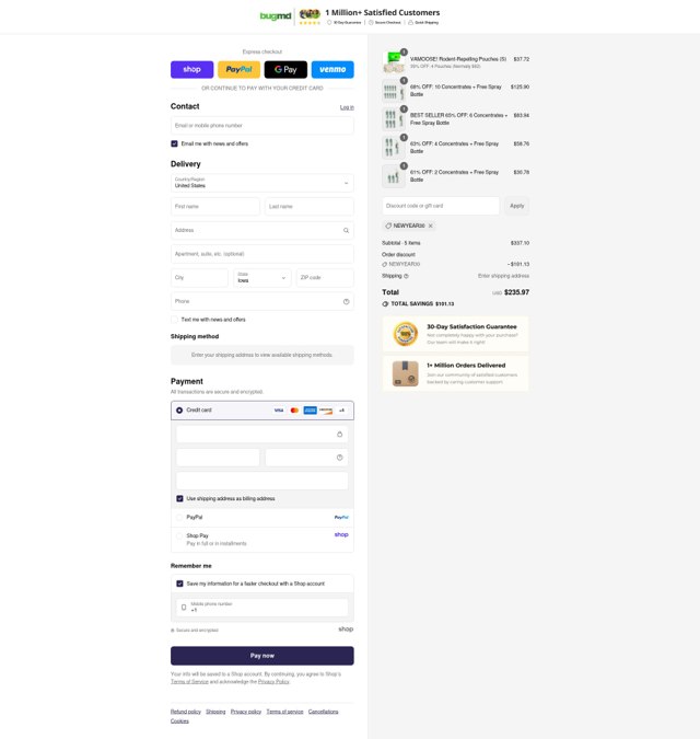 BugMD checkout page showing BugMD discount code box | Screenshot taken by SimplyCodes community member on Sep 3, 2025