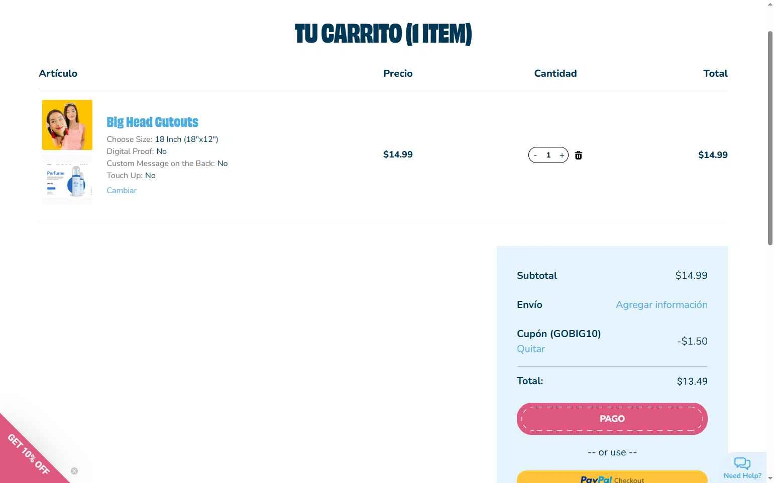Build-A-Head checkout page showing Build-A-Head coupon code box | Screenshot taken by SimplyCodes community member on Jul 14, 2025