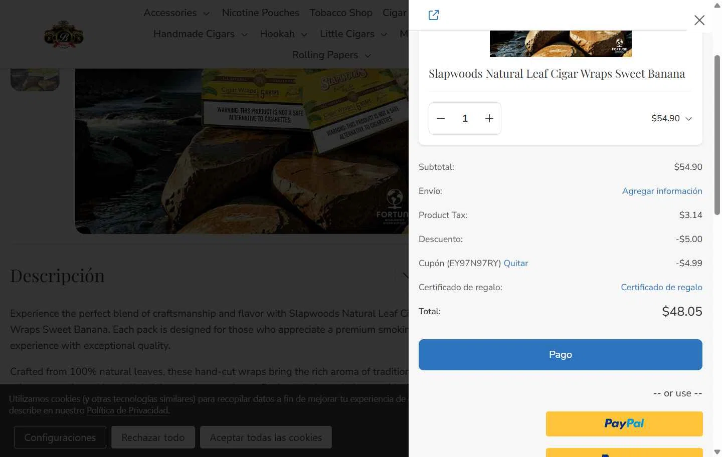 Buitrago Cigars checkout page showing Buitrago Cigars coupon code box | Screenshot taken by SimplyCodes community member on Dec 24, 2025