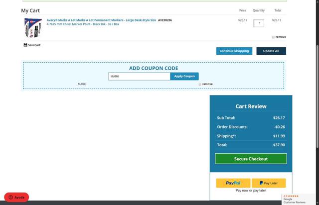 Bulk Office Supply checkout page showing Bulk Office Supply coupon code box | Screenshot taken by SimplyCodes community member on May 16, 2025