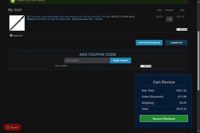 Bulk Office Supply checkout page showing Bulk Office Supply coupon code box | Screenshot taken by SimplyCodes community member on Aug 22, 2025