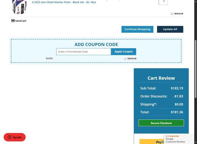 Bulk Office Supply checkout page showing Bulk Office Supply coupon code box | Screenshot taken by SimplyCodes community member on May 16, 2025