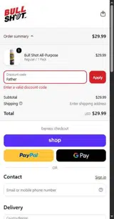 Bull Shot coupon verification screenshot