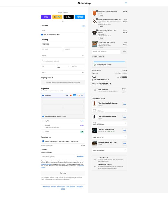 Bullstrap checkout page showing Bullstrap discount code box | Screenshot taken by SimplyCodes community member on Sep 3, 2025