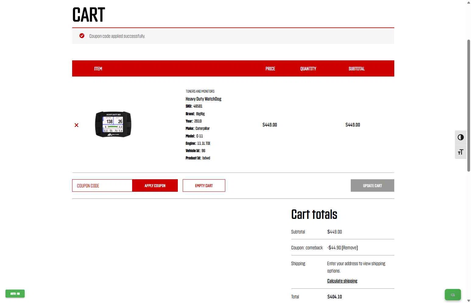 Bully Dog checkout page showing Bully Dog promo code box | Screenshot taken by SimplyCodes community member on Jan 5, 2026