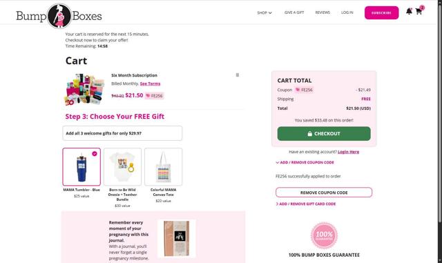 BumpBoxes checkout page showing BumpBoxes promo code box | Screenshot taken by SimplyCodes community member on Jul 25, 2025