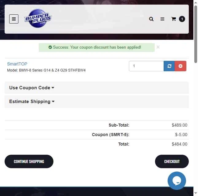 BumperPlugs.com checkout page showing BumperPlugs.com coupon code box | Screenshot taken by SimplyCodes community member on Jun 5, 2025