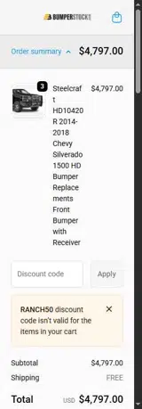 RANCH50 coupon verification screenshot