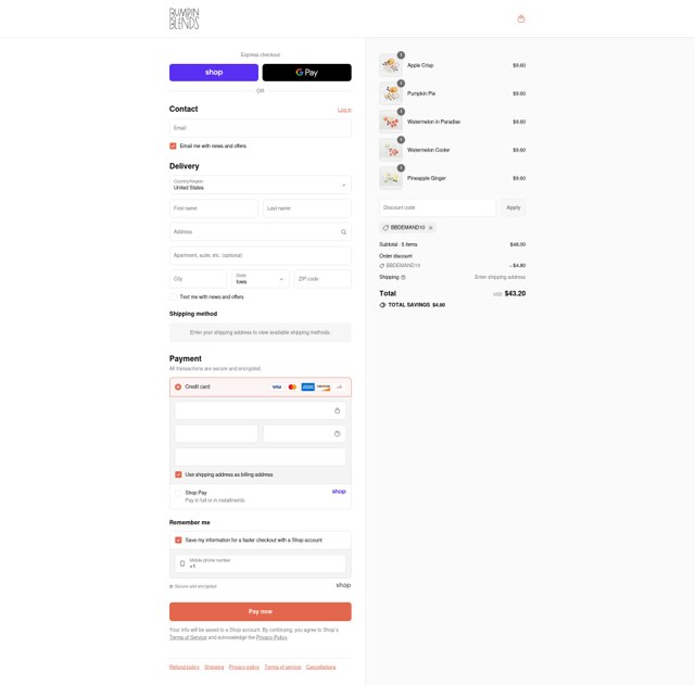 Bumpin Blends checkout page showing Bumpin Blends discount code box | Screenshot taken by SimplyCodes community member on Sep 7, 2025