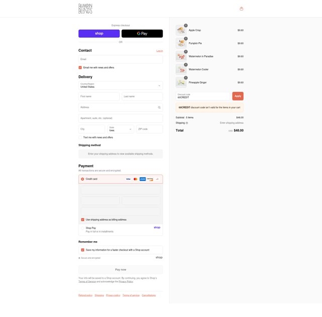 Bumpin Blends checkout page showing Bumpin Blends discount code box | Screenshot taken by SimplyCodes community member on Sep 7, 2025