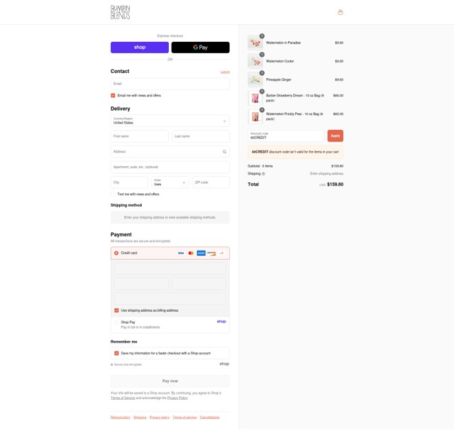 Bumpin Blends checkout page showing Bumpin Blends discount code box | Screenshot taken by SimplyCodes community member on Sep 3, 2025
