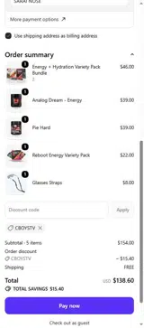 Bumz Eyewear coupon verification screenshot
