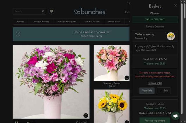 Bunches checkout page showing Bunches promo code box | Screenshot taken by SimplyCodes community member on Sep 8, 2025
