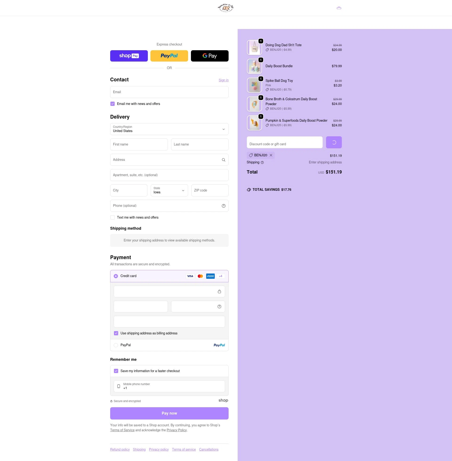 Bundle x Joy checkout page showing Bundle x Joy promo code box | Screenshot taken by SimplyCodes community member on Jan 7, 2026