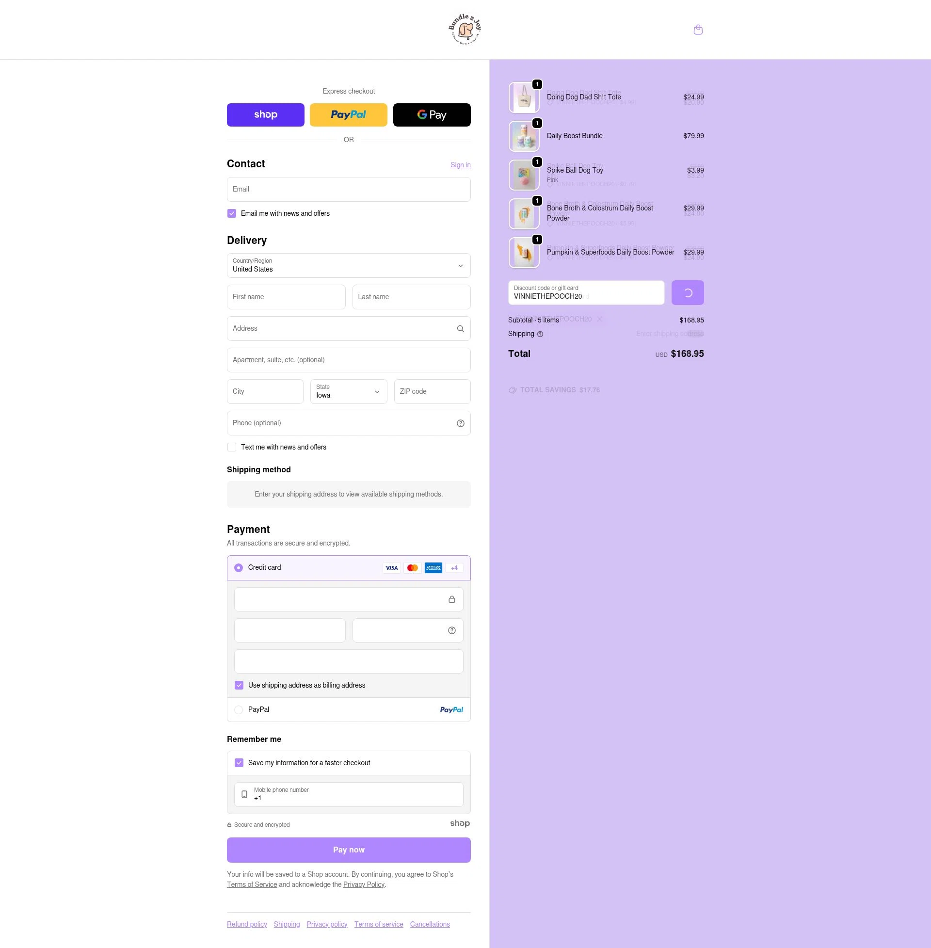 Bundle x Joy checkout page showing Bundle x Joy promo code box | Screenshot taken by SimplyCodes community member on Jan 7, 2026