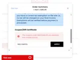 WELCOME10% coupon verification screenshot