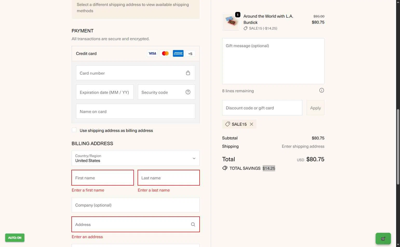 Burdick Chocolate checkout page showing Burdick Chocolate promo code box | Screenshot taken by SimplyCodes community member on Nov 30, 2025