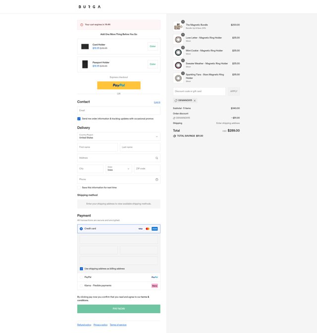 BURGA checkout page showing BURGA discount code box | Screenshot taken by SimplyCodes community member on Aug 21, 2025