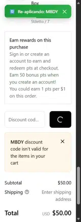 MBDY coupon verification screenshot