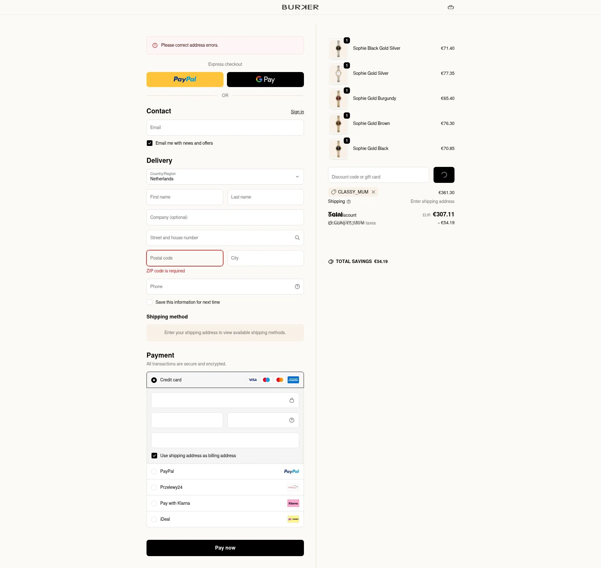 Burker checkout page showing Burker discount code box | Screenshot taken by SimplyCodes community member on Feb 9, 2026