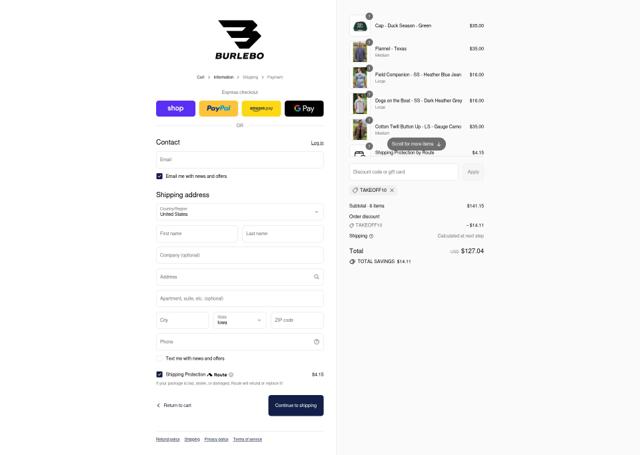 Burlebo checkout page showing Burlebo discount code box | Screenshot taken by SimplyCodes community member on Sep 8, 2025