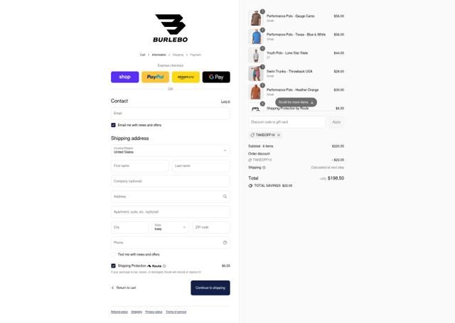 Burlebo checkout page showing Burlebo discount code box | Screenshot taken by SimplyCodes community member on Sep 4, 2025