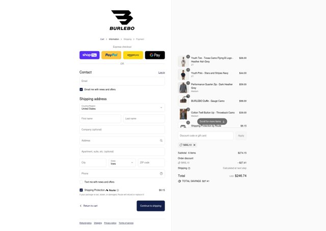 Burlebo checkout page showing Burlebo discount code box | Screenshot taken by SimplyCodes community member on Aug 17, 2025