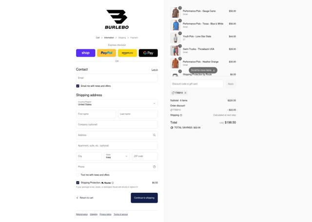 Burlebo checkout page showing Burlebo discount code box | Screenshot taken by SimplyCodes community member on Sep 4, 2025