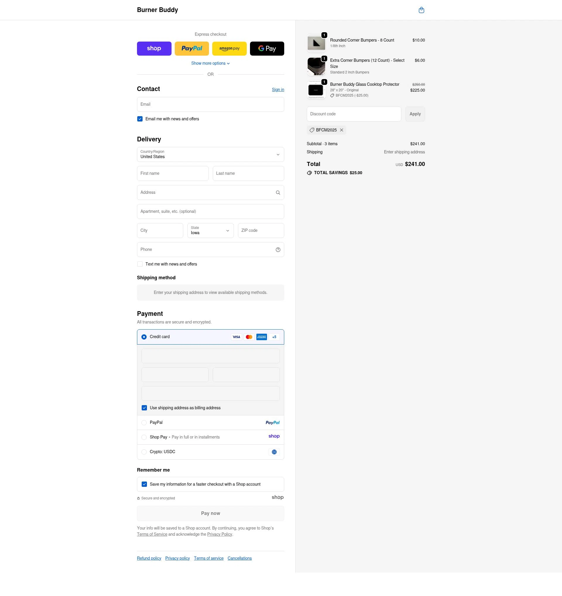 Burner Buddy checkout page showing Burner Buddy promo code box | Screenshot taken by SimplyCodes community member on Nov 29, 2025