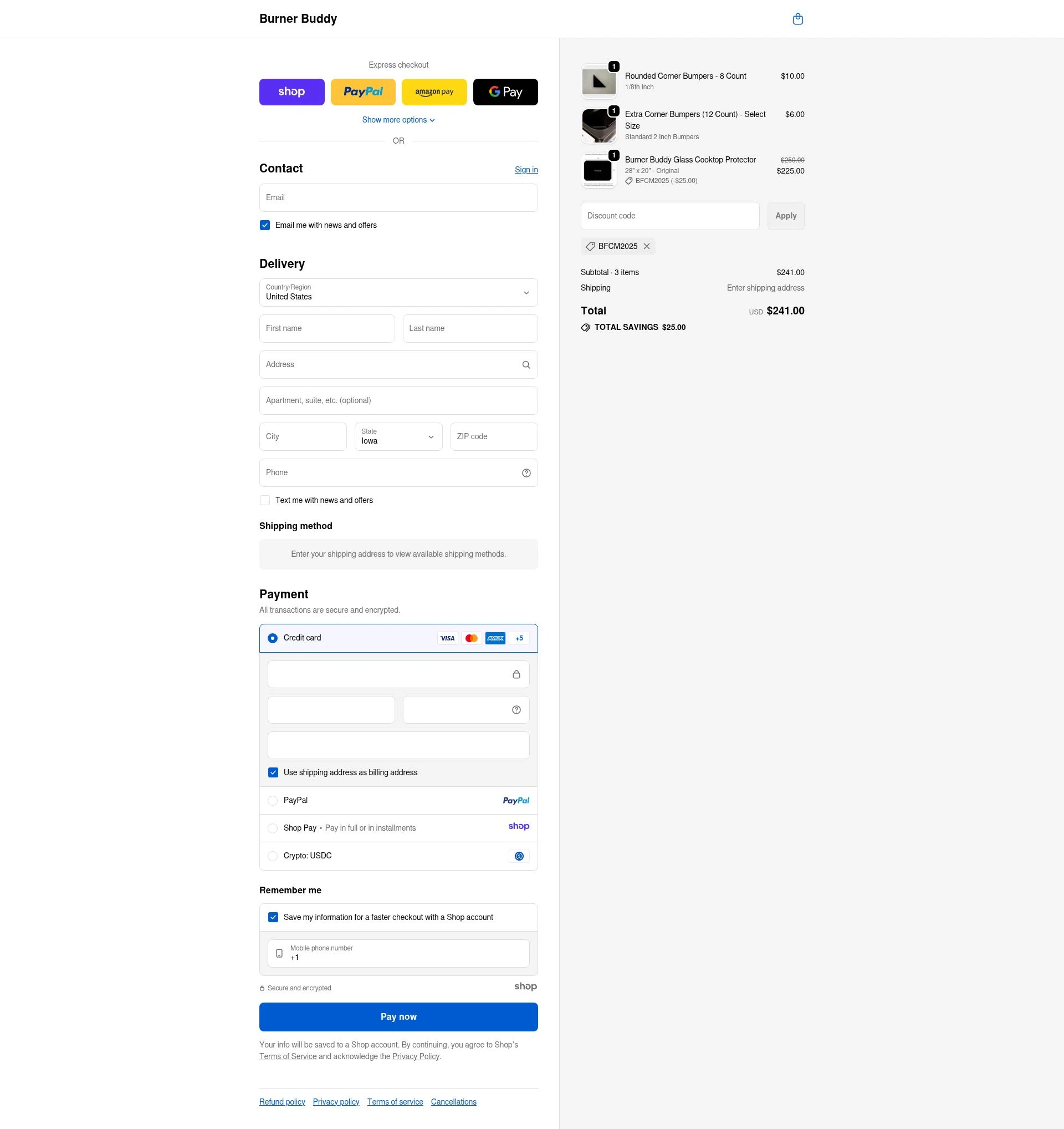 Burner Buddy checkout page showing Burner Buddy promo code box | Screenshot taken by SimplyCodes community member on Nov 24, 2025