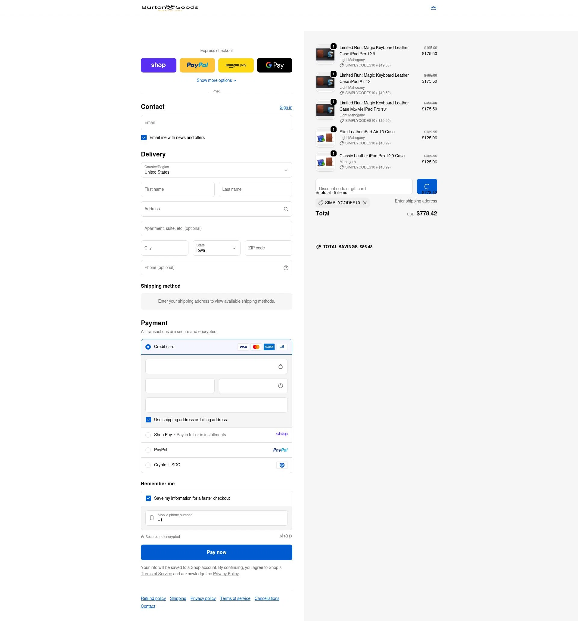 Burton Goods checkout page showing Burton Goods promo code box | Screenshot taken by SimplyCodes community member on Dec 26, 2025