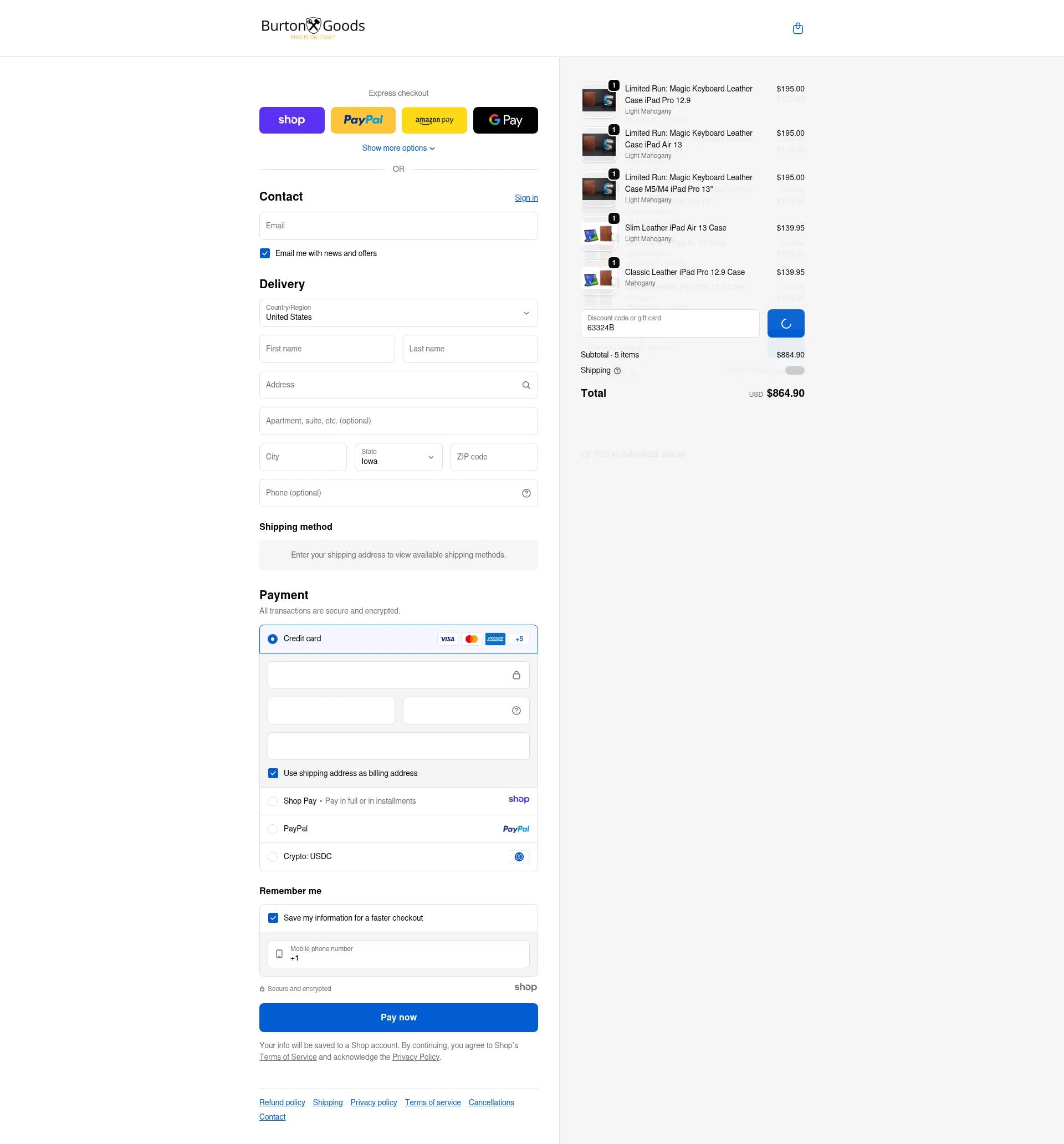 Burton Goods checkout page showing Burton Goods promo code box | Screenshot taken by SimplyCodes community member on Dec 26, 2025