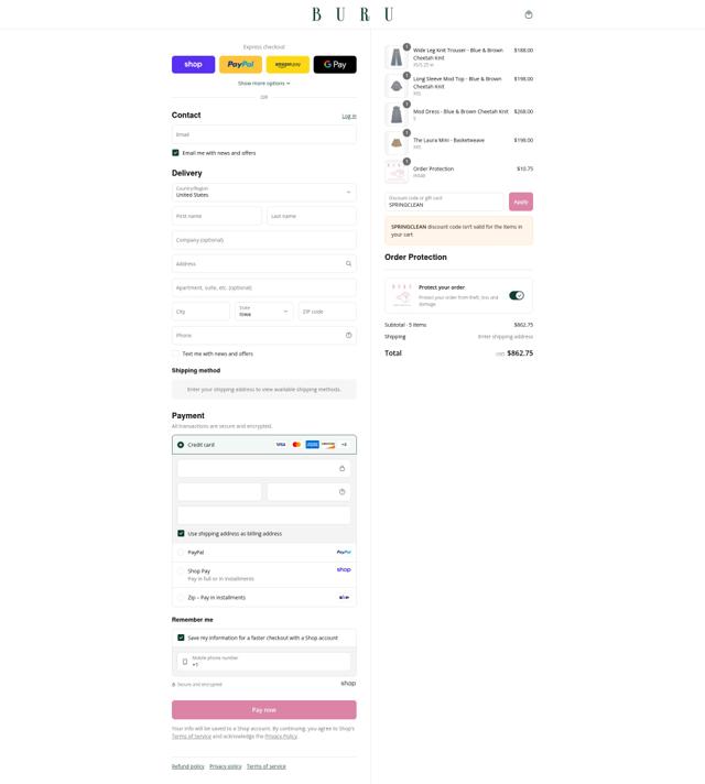 Buru checkout page showing Buru discount code box | Screenshot taken by SimplyCodes community member on Sep 5, 2025