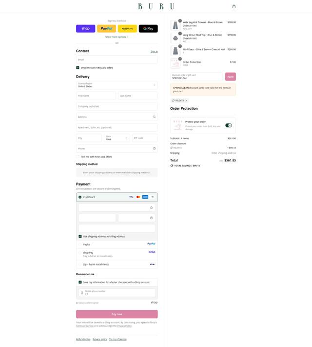 Buru checkout page showing Buru discount code box | Screenshot taken by SimplyCodes community member on Sep 9, 2025