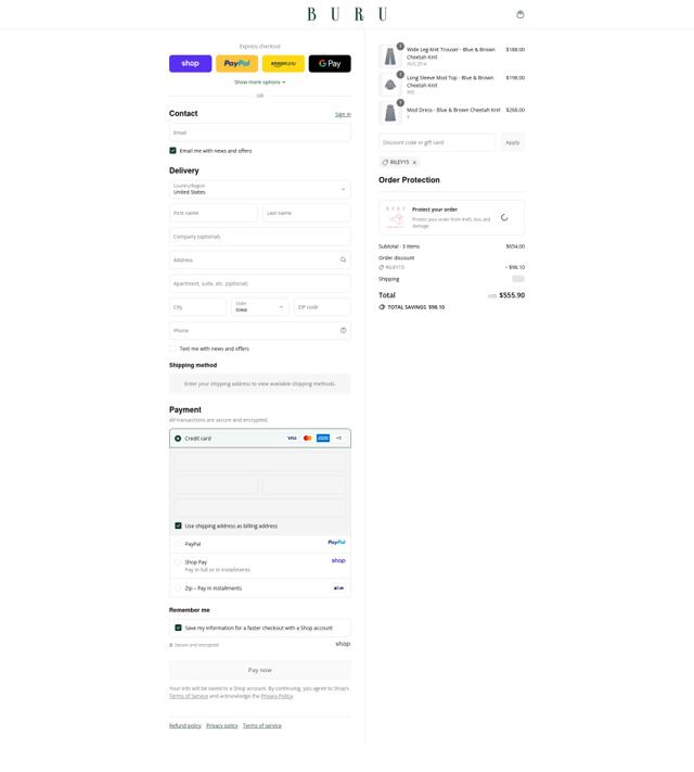 Buru checkout page showing Buru discount code box | Screenshot taken by SimplyCodes community member on Sep 13, 2025