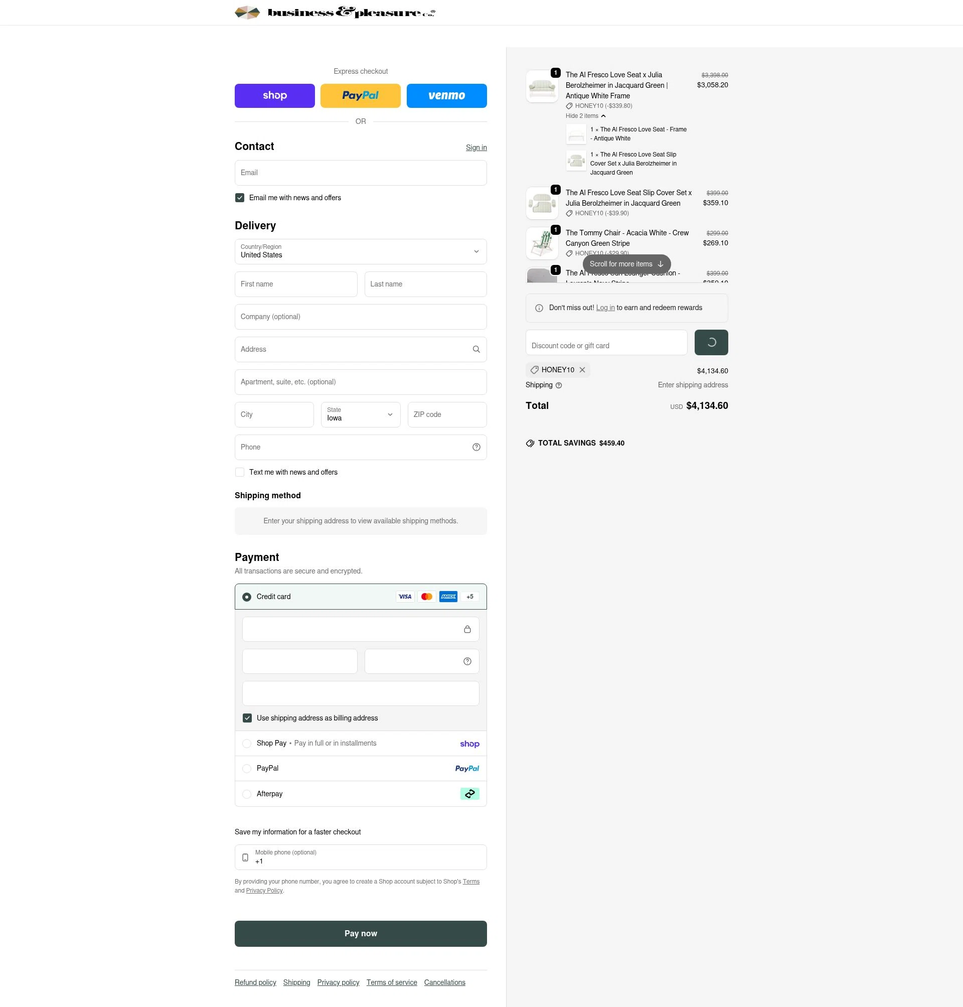 Business & Pleasure checkout page showing Business & Pleasure discount code box | Screenshot taken by SimplyCodes community member on Jan 31, 2026