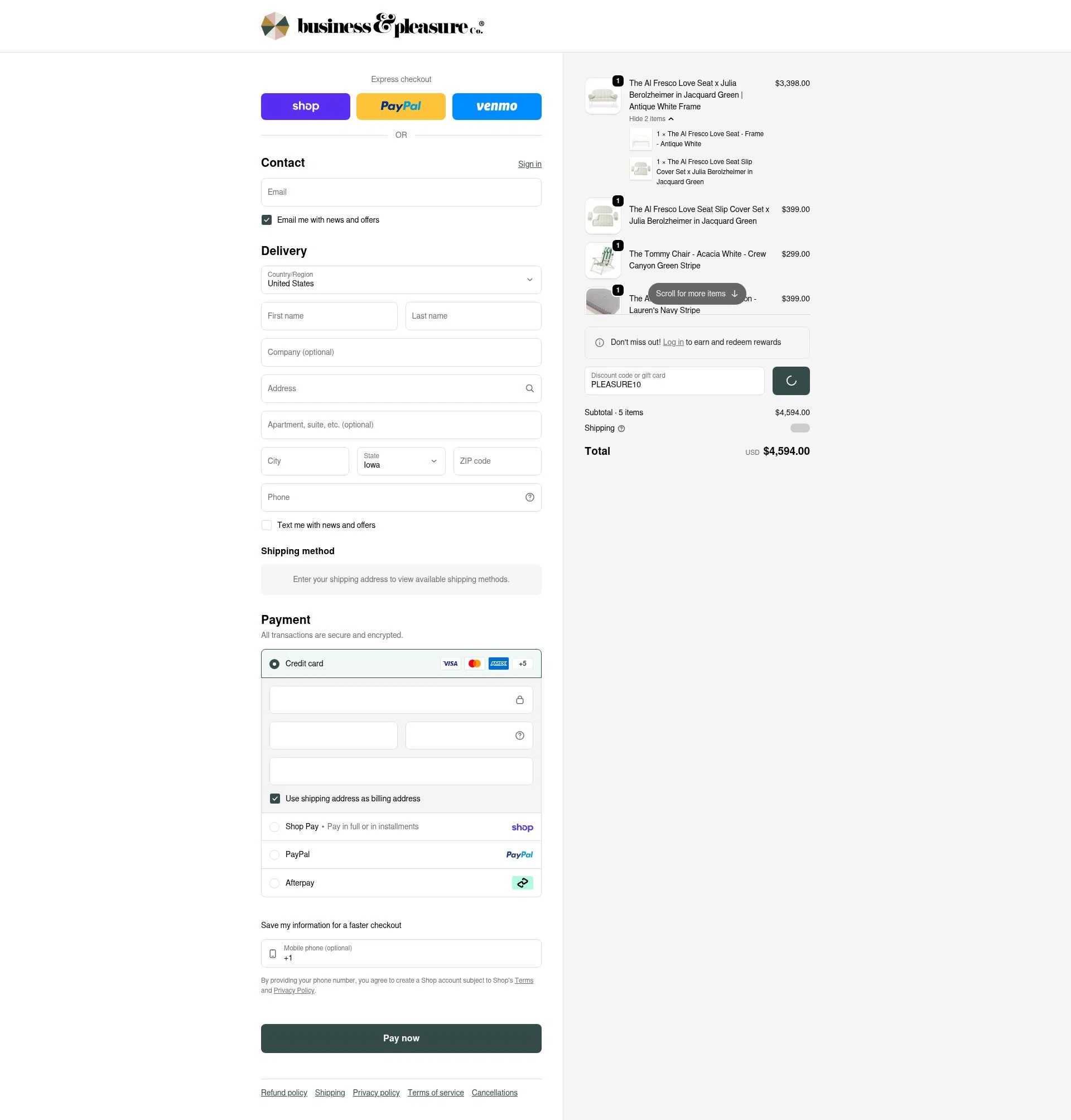 Business & Pleasure checkout page showing Business & Pleasure discount code box | Screenshot taken by SimplyCodes community member on Jan 31, 2026
