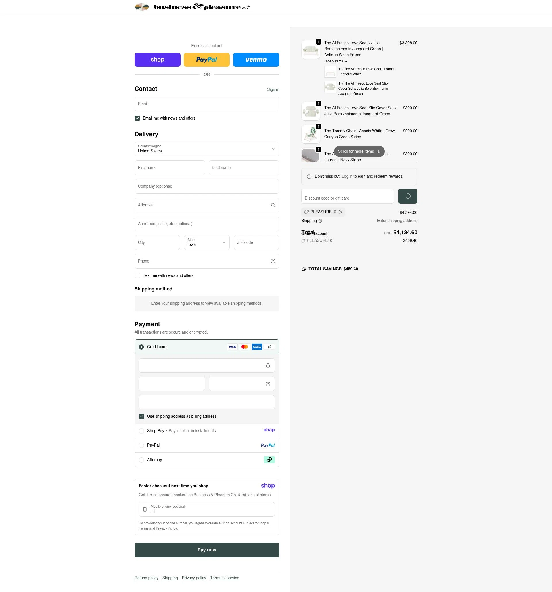 Business & Pleasure checkout page showing Business & Pleasure discount code box | Screenshot taken by SimplyCodes community member on Jan 12, 2026